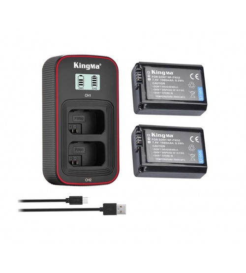 KINGMA DUAL BATTERY CHARGER LCD + 2 BATTERY NP-FW50